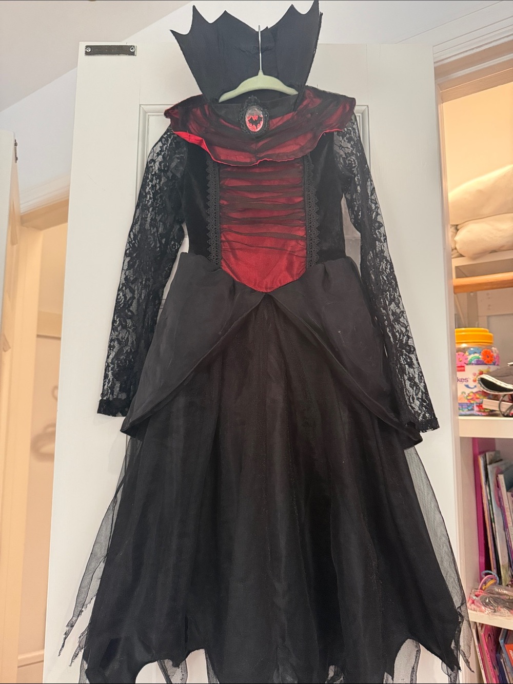 Girls' Black and Red Gothic Vampire Dress Costume